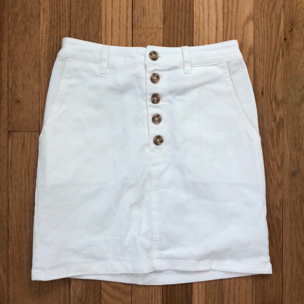 White button up jean skirt